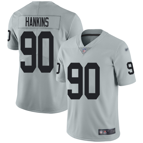 Men Oakland Raiders Limited Silver Johnathan Hankins Jersey NFL Football #90 Inverted Legend Jersey->oakland raiders->NFL Jersey